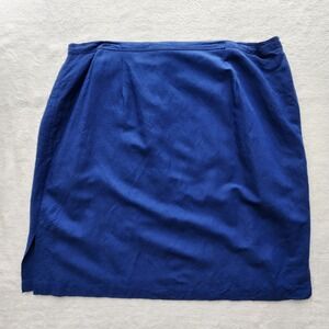 Addition Elle Linen Silk Skirt Womens 22 Blue Midi Pencil Side Slit Office Work